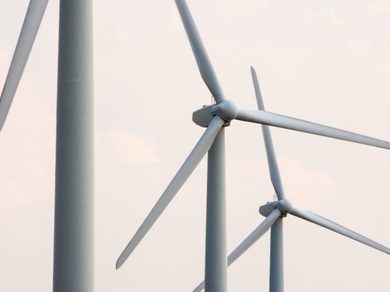 a trio of wind turbines