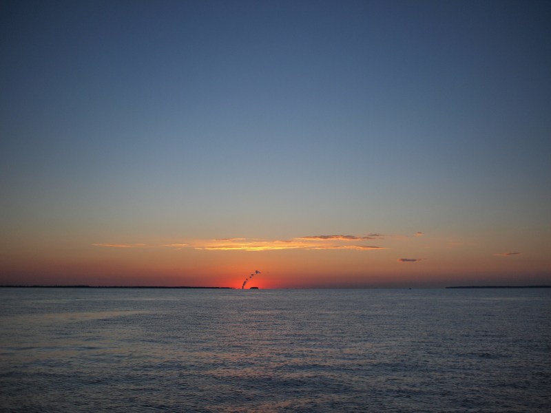 The Davis-Besse Nuclear Power Station on the distant shore of Lake Erie.