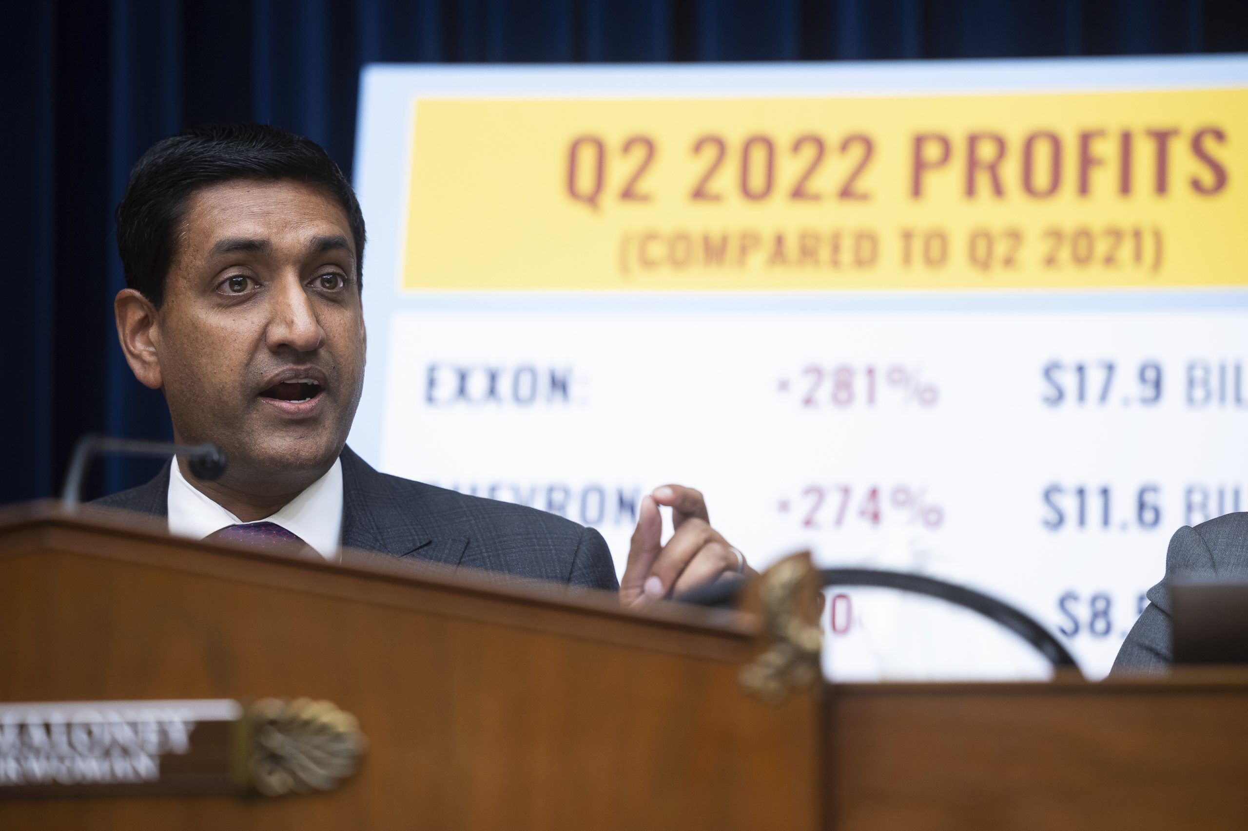 Rep. Ro Khanna, D-Calif., speaks during a House Oversight and Reform Committee on alleged oil industry greenwashing and the impacts of climate change on Sept. 15, 2022. 