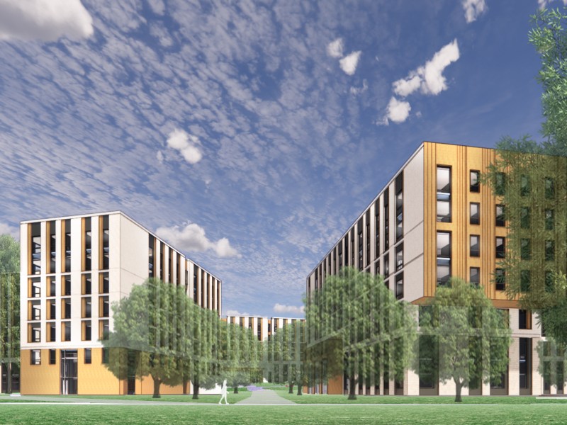 A rendering of the planned the University of Connecticut residence hall.