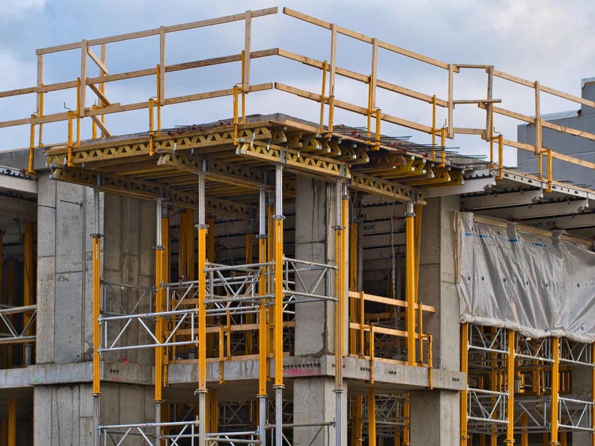 A building under construction in Somerville, Massachusetts.