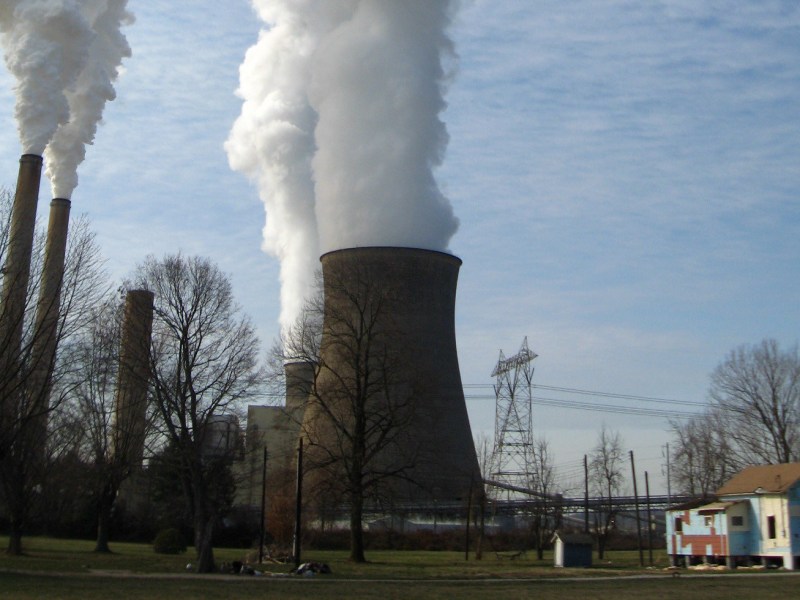 The Gavin Power Plant alongside an abandoned home