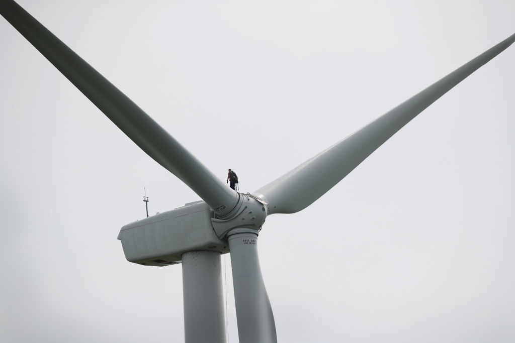 worker on wind turbine