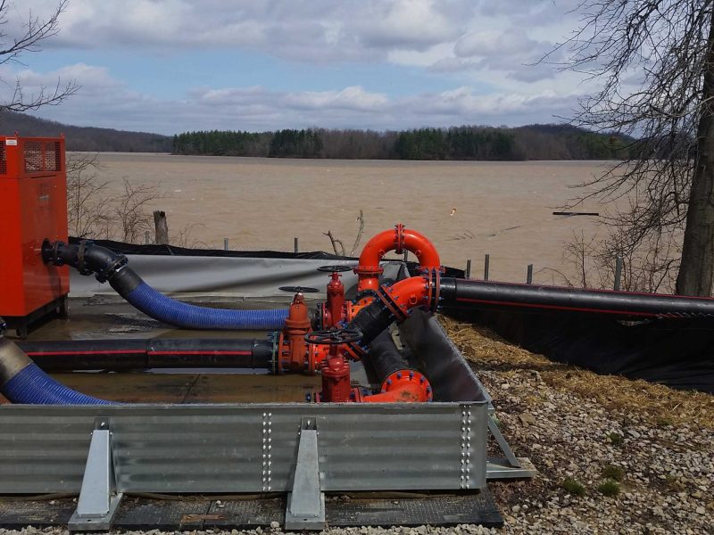 A pumping station next to a lake in Ohio.