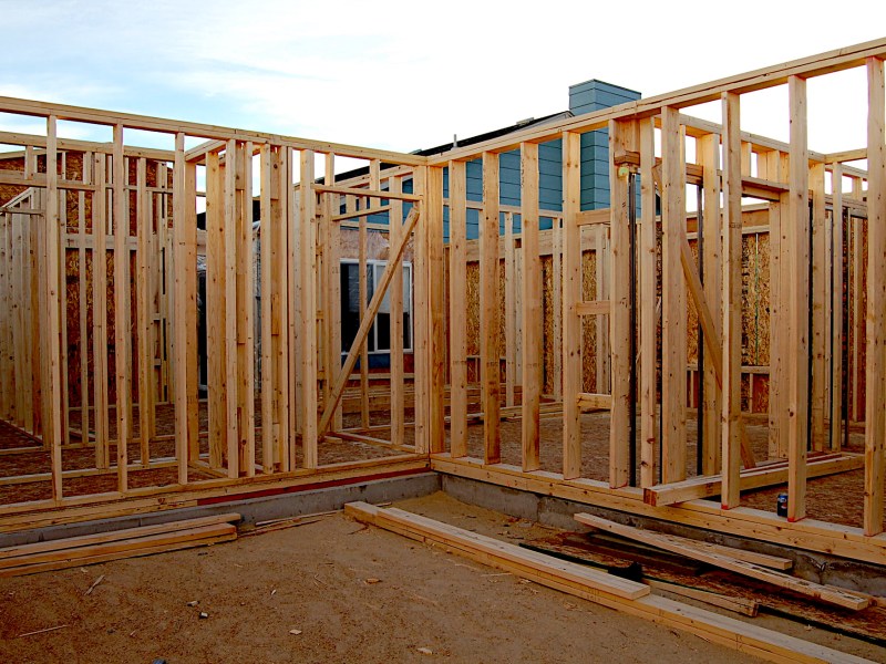 Framed walls for a house under construction