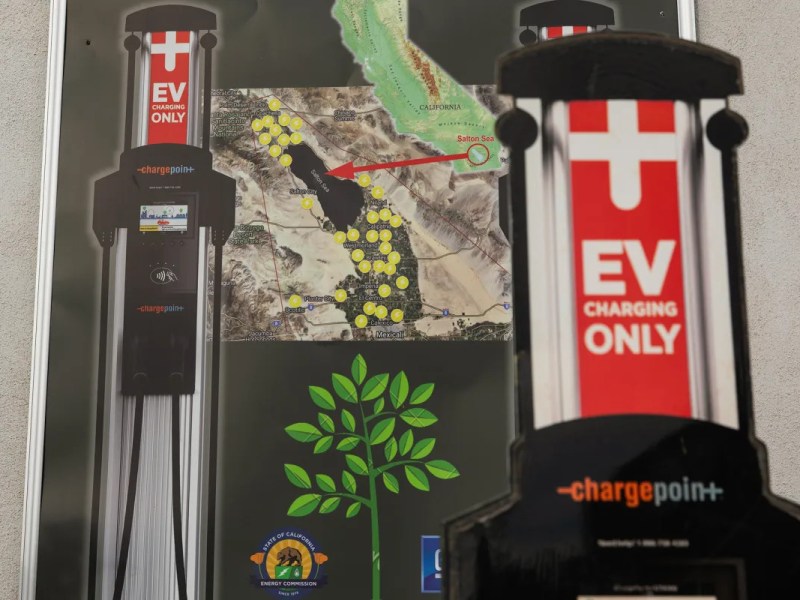 A map shows the electric car charging stations that the nonprofit group Comite Civico Del Valle plans to build in California's Imperial Valley.