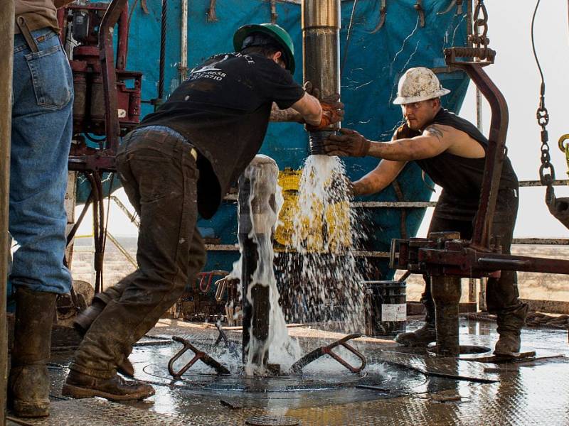 Workers on an oil rig in Texas.