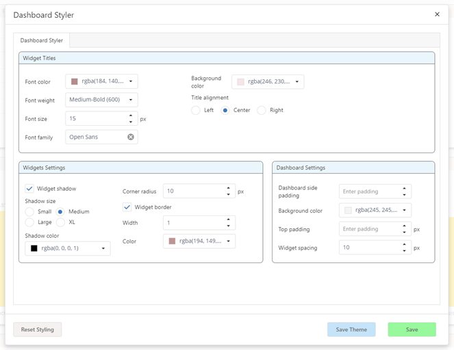 Styling Configurations option