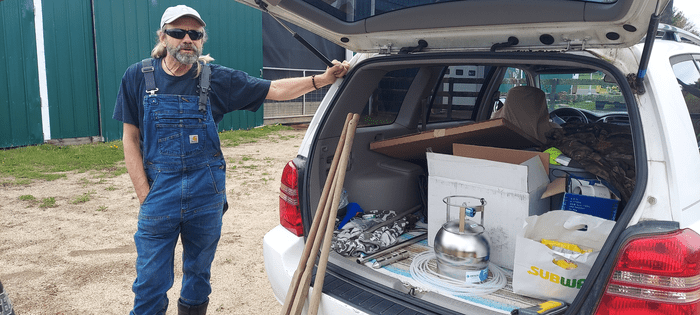 Volunteer scientist Yuri Gorby with one of the low-cost air-pollution sensors in Belmont County, Ohio.